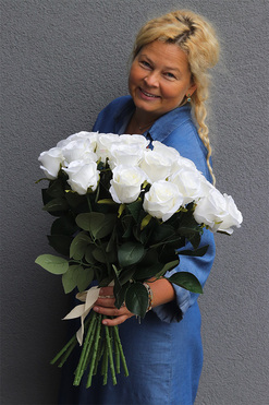 Mozarto, bukiet białych róż do wazonu, dł.50cm 