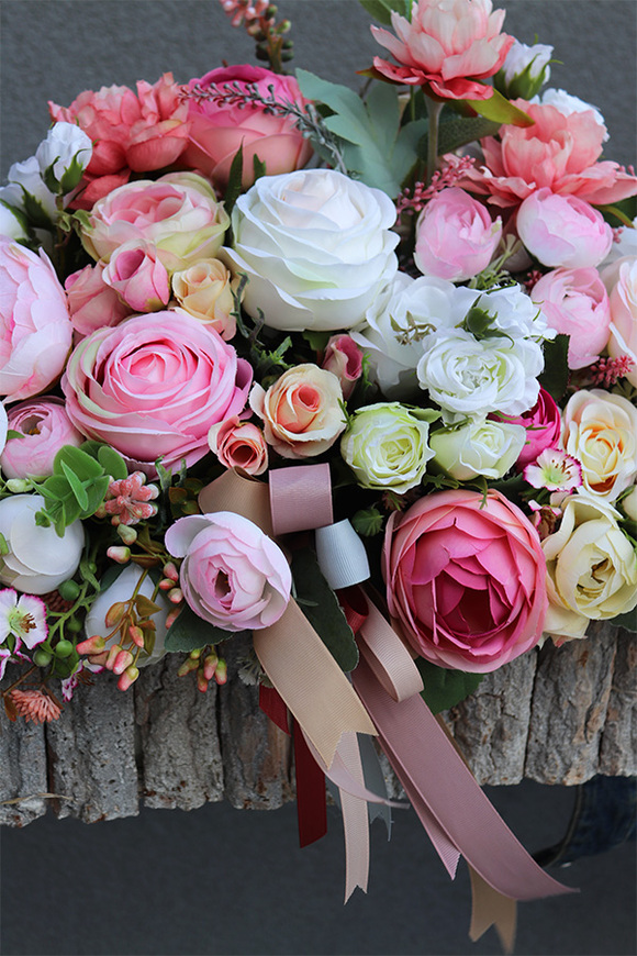 dekoracja w drewnianej skrzynce, Gefiana, wym.39x72cm