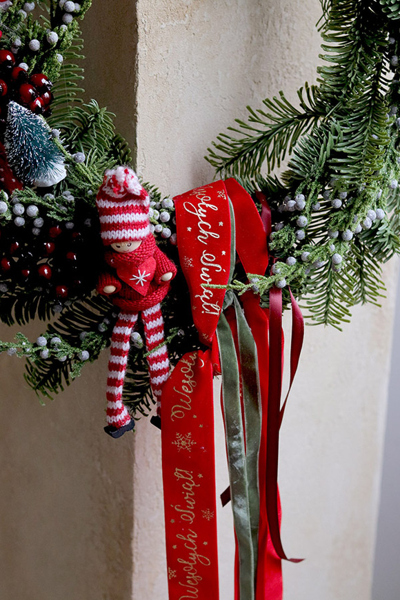 Skrzacia Gwiazdka, asymetryczny świąteczny wianek na drzwi