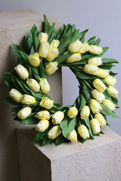 OD RĘKI Witaj Wiosno Tulipaneo, żółty wianek z tulipanów, śr.46cm