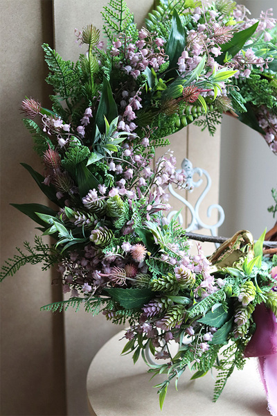 Jagodowe Konwalie, wiosenny wianek z ptaszkiem