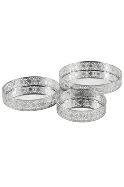 Deluxe, elegancka taca szklana z ozdobną ramą, kpl.3szt