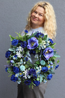 Granatowe Maki, wianek dekoracyjny na drzwi