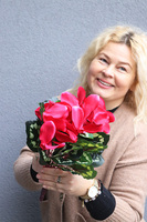 Cyklamen Pink, bukiet sztucznych kwiatów na piku