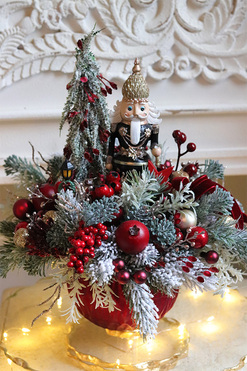 Skrzacik Bosco, świąteczny stroik w szklanej misie, wym.37x30cm