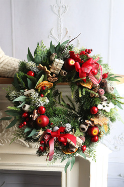 Zimowe Ferie 2, świąteczny wianek na drzwi, śr.37cm