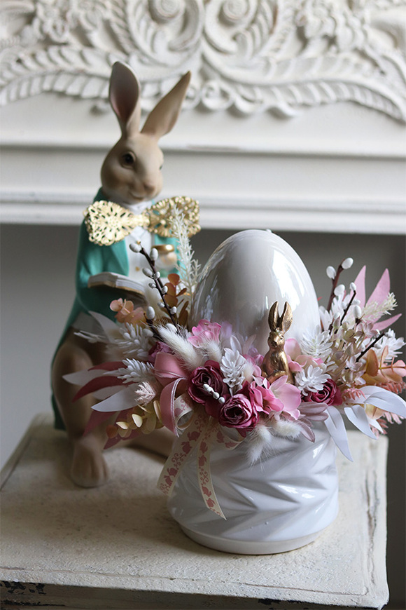 stroik z jajem Pastelita, wielkanocny stroik z perłowym jajem