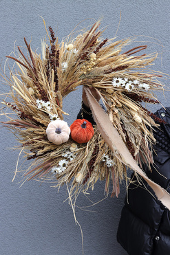 OD RĘKI Pumpkin Boho Susz, dekoracyjny wianek z suszonych roślin, śr.54cm 