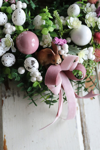 Gestima, wielkanocny wianek z różowymi jajkami, śr.32cm