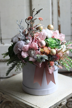 Pastelovy Deluxe, welurowy flowerbox świąteczny, wym.30x33cm 