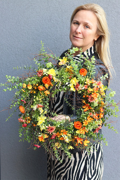 Orenta, żółty wiosenny wianek, śr.47cm