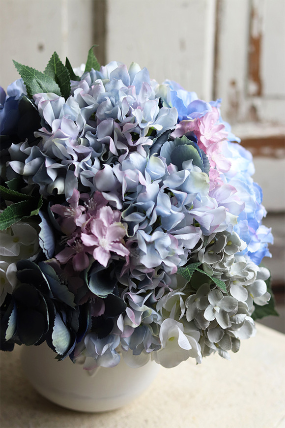 bajeczna kompozycja z niebieskich hortensji, Hortensjalla, wym.32x27cm 