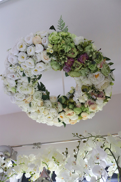 Caryca Katarzyna Green&White bardzo duży wianek sufitowy, śr.80cm