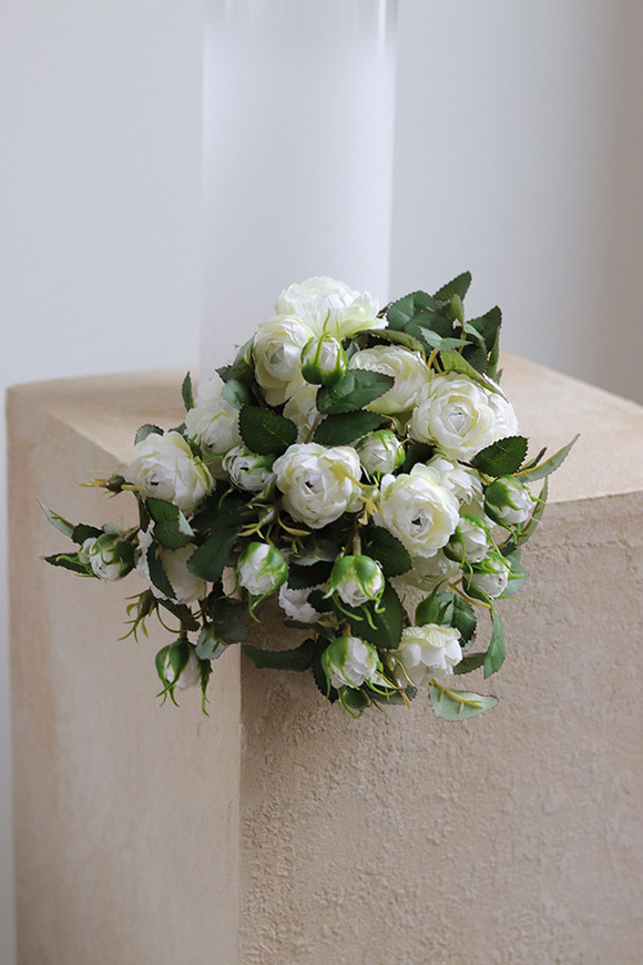 Rosalie, gałązka sztucznej róży, biała