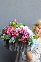 Pink Omnia, nagrobna dekoracja serce w skrzynce