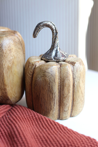 Wood Pumpkin, dekoracyjna dynia drewniana C, wym.15x9cm