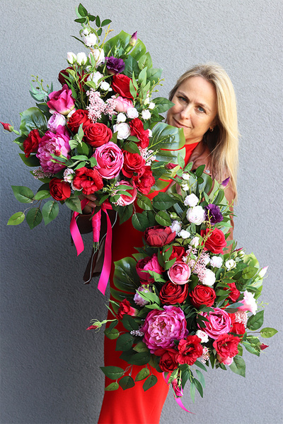 Ydeliana, bukiet nagrobny z dedykacją, dł.75cm