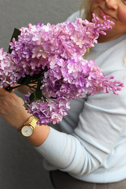 Bzy Deluxe Premium, gumowy bez kwitnący lilak, różowy, 3szt, dł.70cm