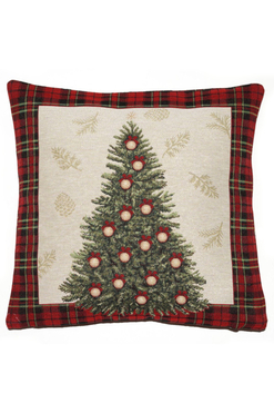 Tartan Xmas, świąteczna poszewka gobelinowa dwustronna, 45x45cm 
