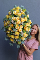 Żółte Róże, bogata wiązanka nagrobna