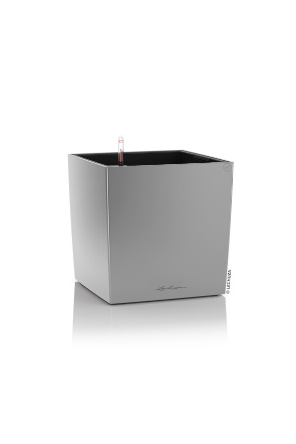 Cube Premium, doniczka z nawadnianiem, srebrny