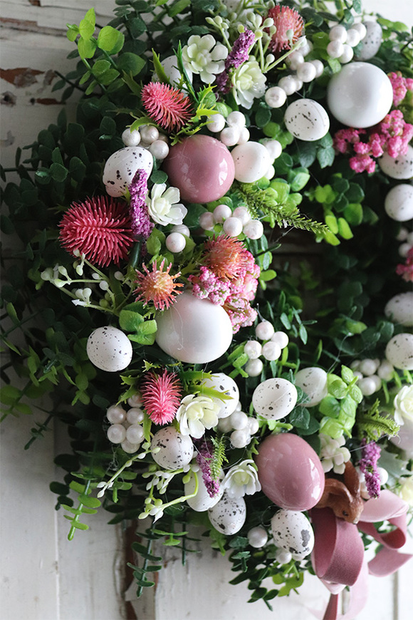 Gestima, wielkanocny wianek z różowymi jajkami, śr.32cm