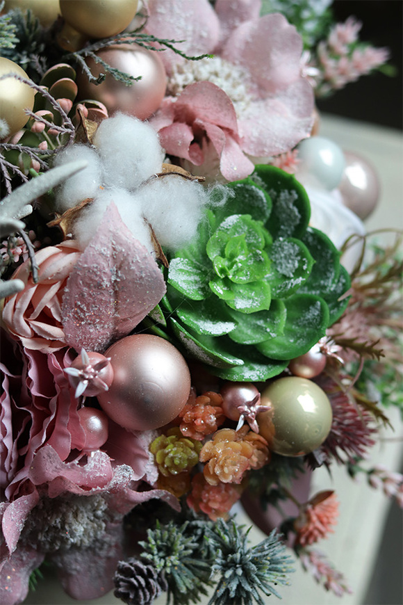 Pastelovy Deluxe, welurowy flowerbox świąteczny, wym.30x33cm 