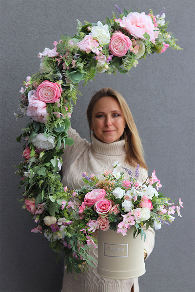 elegancka girlanda z pastelowymi kwiatami, Rossalinda, dł.1m