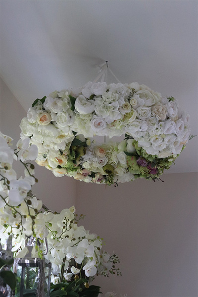 Caryca Katarzyna Green&White bardzo duży wianek sufitowy, śr.80cm  