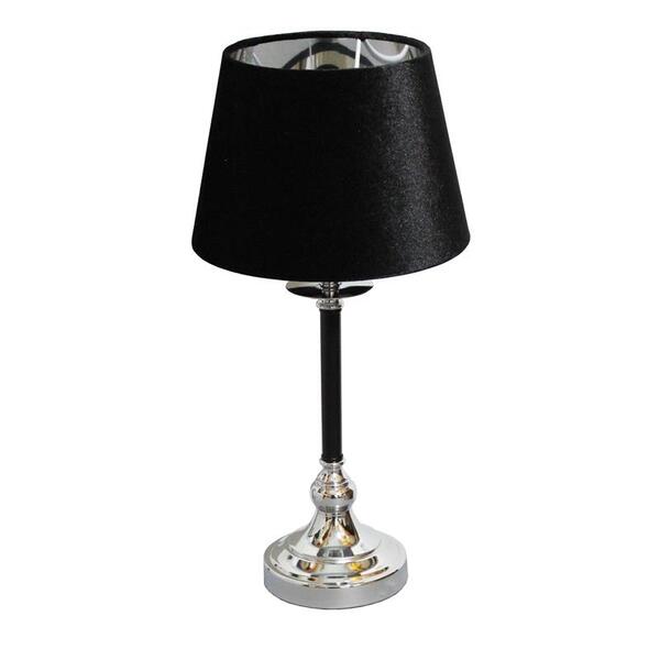 Sophista, lampa stołowa glamour, czarno-srebrny welur, wys.51cm