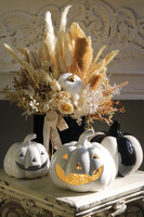 Halloween Pumpkin White, dekoracyjna dynia ceramiczna lampion