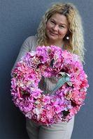 Hortensje Pinki, różowy wianek z hortensji