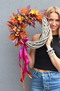 Agnes Autumn, asymetryczny jesienny wianek, rozp.40cm