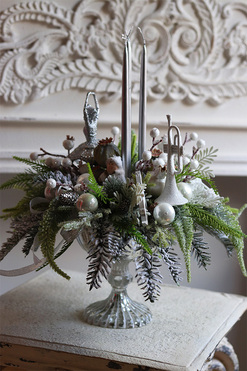 Silver Premium Ballet, stroik adwentowy w pucharze, wys.43cm