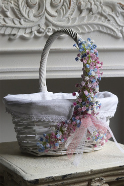 Kaszka Pastella Blue, dekorowany koszyczek wielkanocny z serwetką, wys.30cm