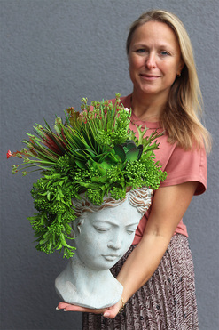 kompozycja Głowa z Sukulentami Nedia, wys.52cm