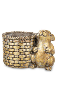 Bunny Gold, ceramiczna osłonka doniczka z zającem, wym.17x24x16cm 