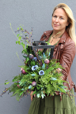 Moderro, kompozycja nagrobna w lampionie, wys.40cm