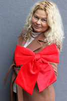 Aksamit Red, welurowa kokarda - pluszowa zawieszka