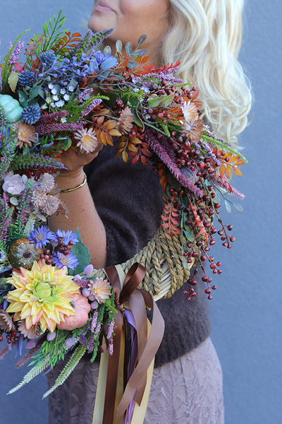 Dyniella, elegancki jesienny wianek na drzwi, rozp.42cm