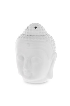 Budda, ceramiczny kominek zapachowy, biały, wym.14x10cm