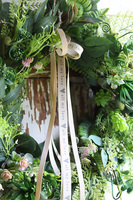 Boho Gedra, zielony wianek ze wstążkami, śr.50cm   