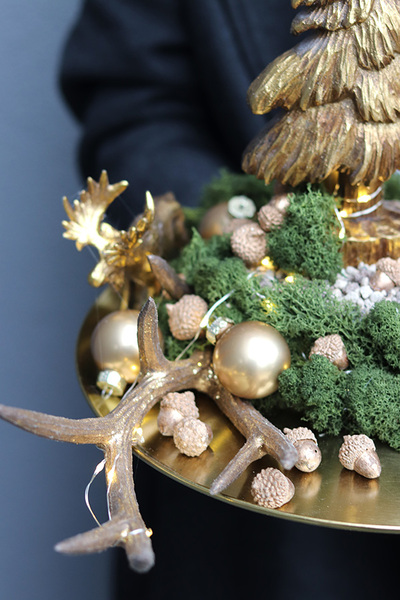 Złoty Dzień, świąteczny stroik na stół LED