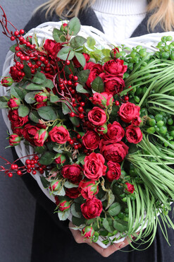 Dzikie Serce, stroik nagrobny serce, wym.42x40cm