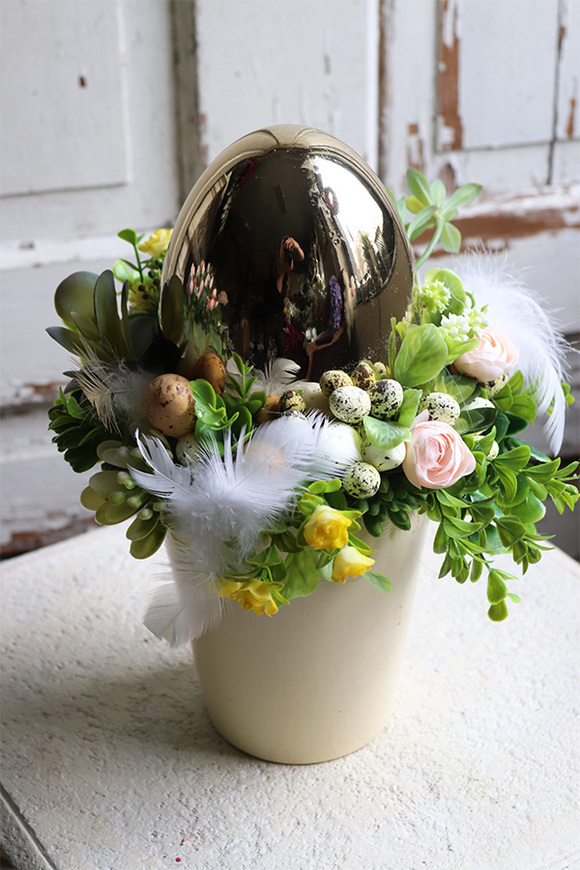 Pióra Pastellove, Hemosa 3, wielkanocny stroik w naczyniu, wys.32cm