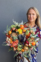 Jesienna Pokusa, jesienny wianek z dyniami i wrzosem