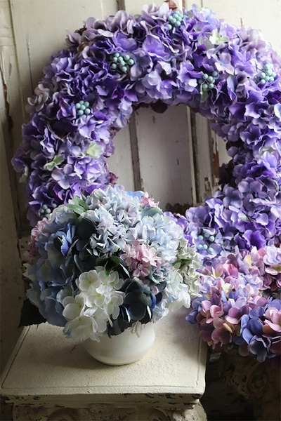 bajeczna kompozycja z niebieskich hortensji, Hortensjalla, wym.32x27cm 