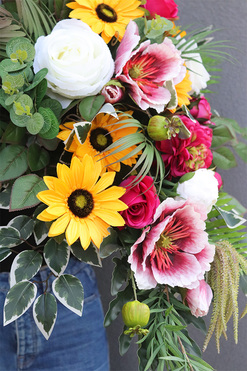 Słoneczna Volcan, wiązanka nagrobna z słonecznikami, dł.74cm