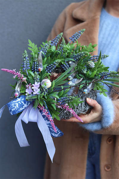 Wiosenne Szafirkowo, wiosenny wianek na drzwi