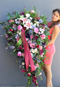 dekoracja nagrobna / wiązanka z wstęgą, Helojza , wym.150cm 